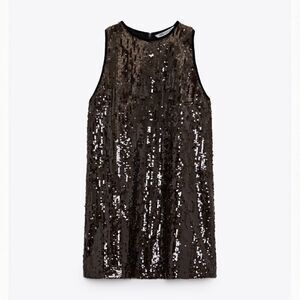 ZARA LIMITED EDITION SEQUIN DRESS CHOCOLATE BROWN SIZE MEDIUM